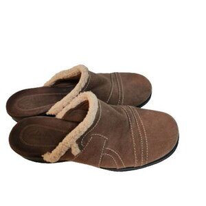 Clarks Bendables Tan Suede Slip On Clog Mules Size 7W